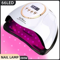 Lámpara UV de 280w para uñas, secador de lámpara de uñas de 66LED con 4 temporizadores, lámpara de secado de esmalte de Gel, lámparas de Gel con Sensor inteligente, herramientas profesionales para uñas