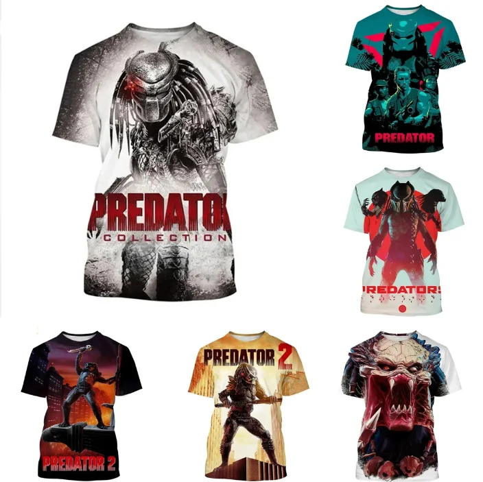 Horror Movie Predator Collection Alien Graphic T Shirt For Men 3d Printed Short Sleeve T-shirt Top Summer Oversized Harajuku Tee