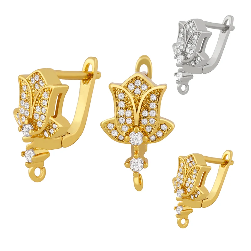 OCESRIO  Handmade Beads Big Flower Zircon Earrings Hooks For Women With Stone Crystal Bohemian Hollow out Boho Jewelry  erha037