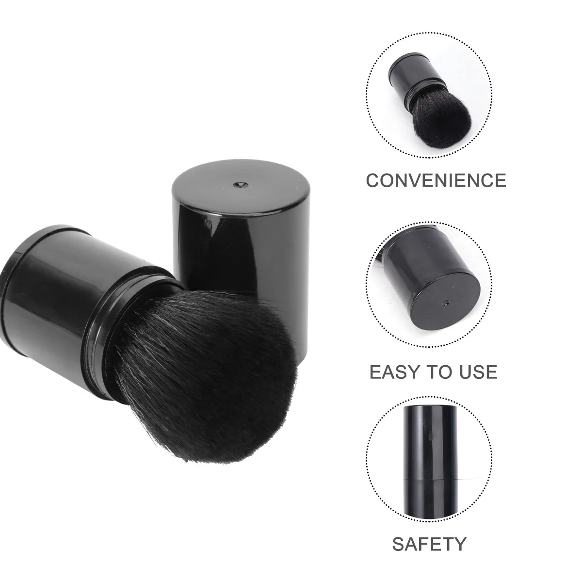 Zwarte flexibele losse poeder make-upborstel voor gezicht Foundation Concealer Blush Highlighter Supplies losse poeder