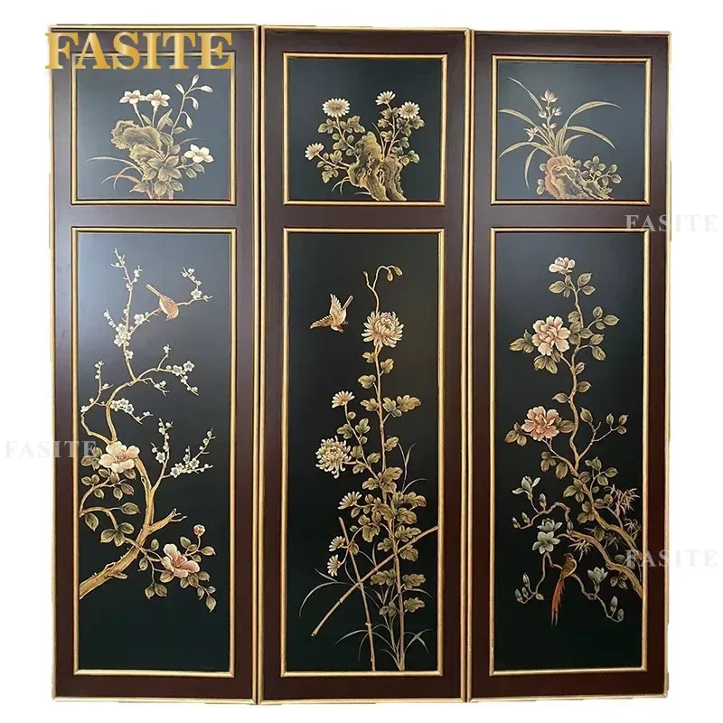 For Retro Folding Screen Room Divider Portable Privacy Partition for Living Room Corner Background Porch Small Apartment