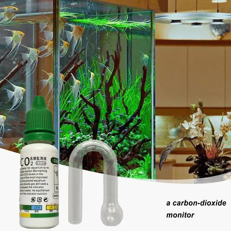 Fish Tank CO2 Concentration Drop Checker Glass Indicator With Liquid Monitor Aquarium Hang On Aquatic Plant Test PH Generator