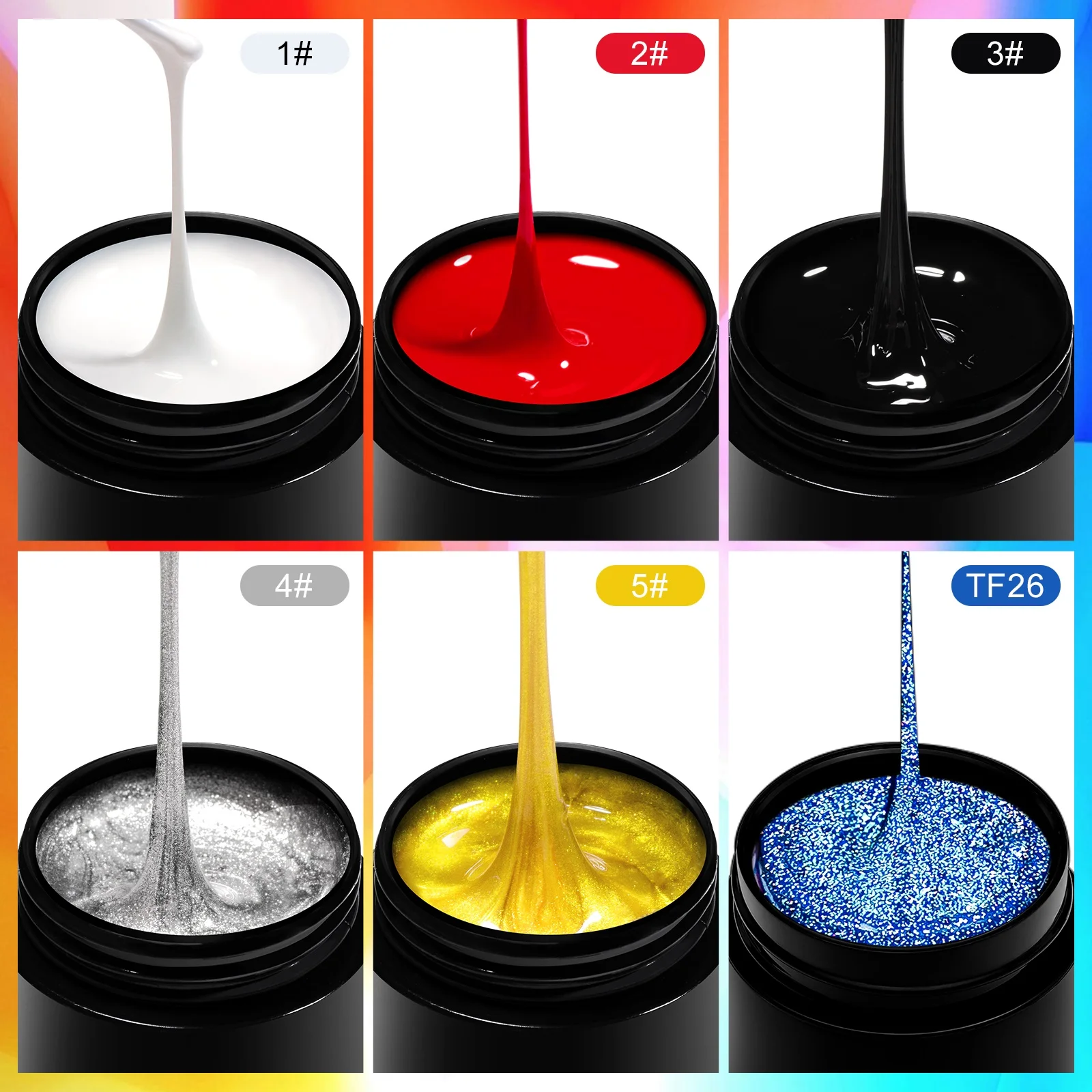 

7 шт., набор гелей для ногтей с подкладкой в виде паука, белый, черный, золотой, серебристый, УФ-светодиод, сделай сам, дизайн ногтей для ногтей, домашний салон, полуперманентный