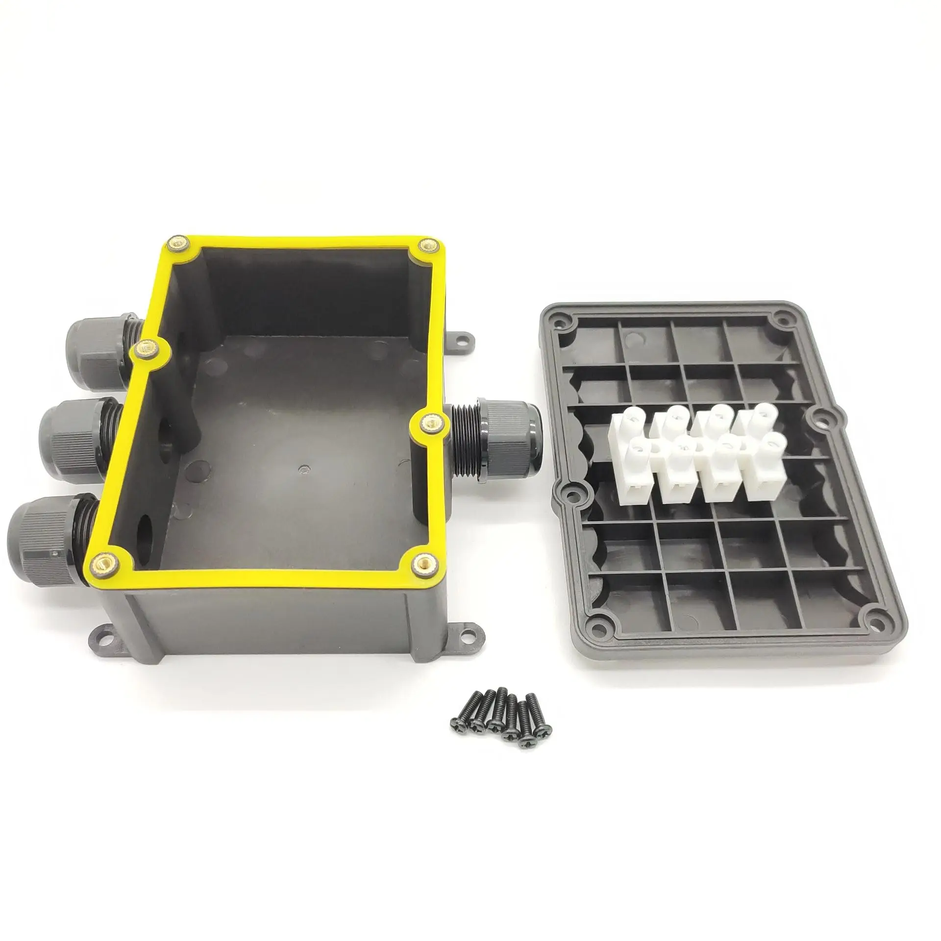 IP68 Waterproof Junction Box 4 Way Outdoor Electrical Enclosure with Terminals Flame Retardant Cable Connector M20 Gland 9-12mm