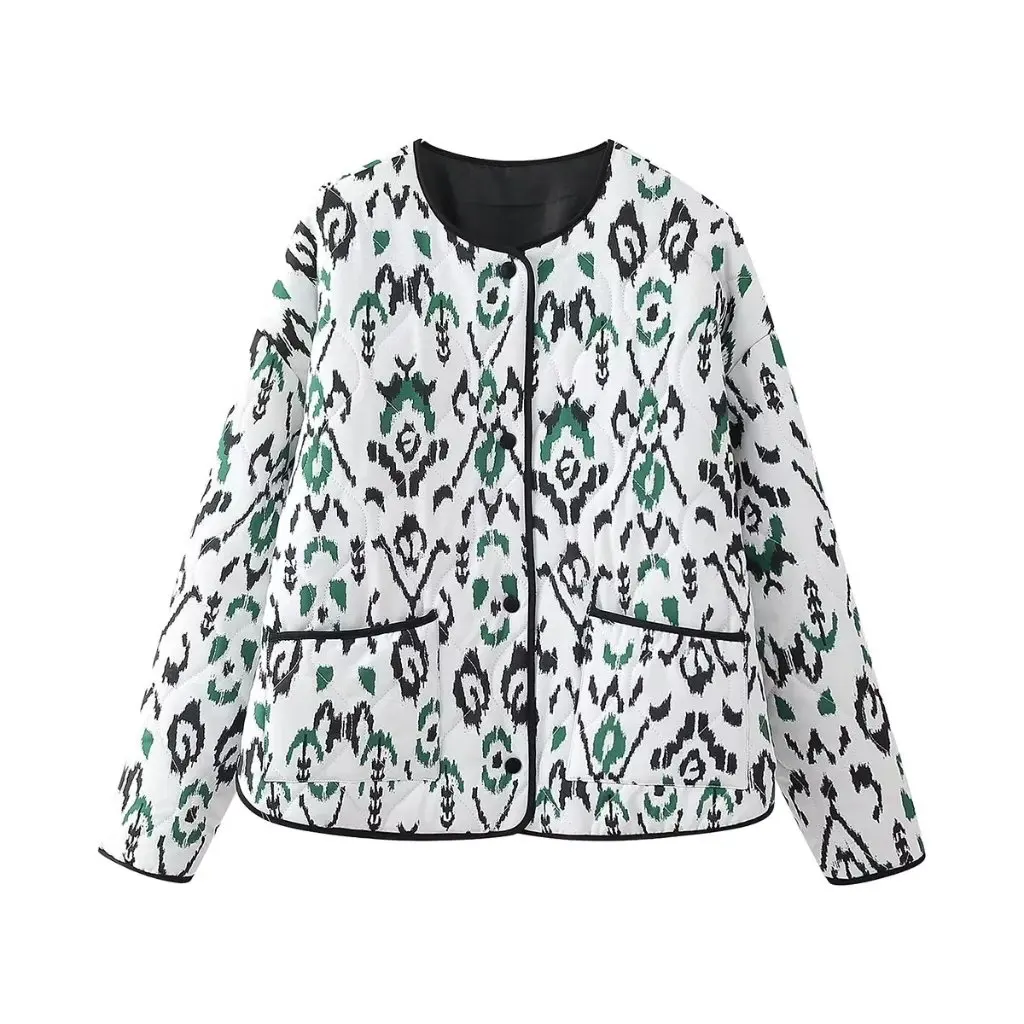 

Summer New Women's Printed Quilted Jacket Coat European American Style 6136 Wholesale Fashion Top