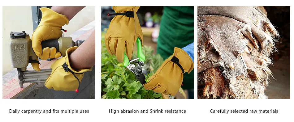 Guantes de trabajo de cuero para hombre, guantes de seguridad de piel de vaca amarilla, resistentes, protectores, para c
