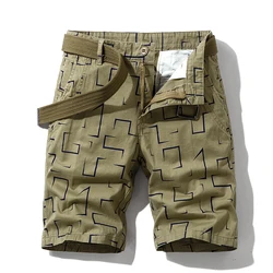 Summer thin multi pocket pure cotton workwear shorts men's oversized loose straight leg five point casual over knee beach shorts