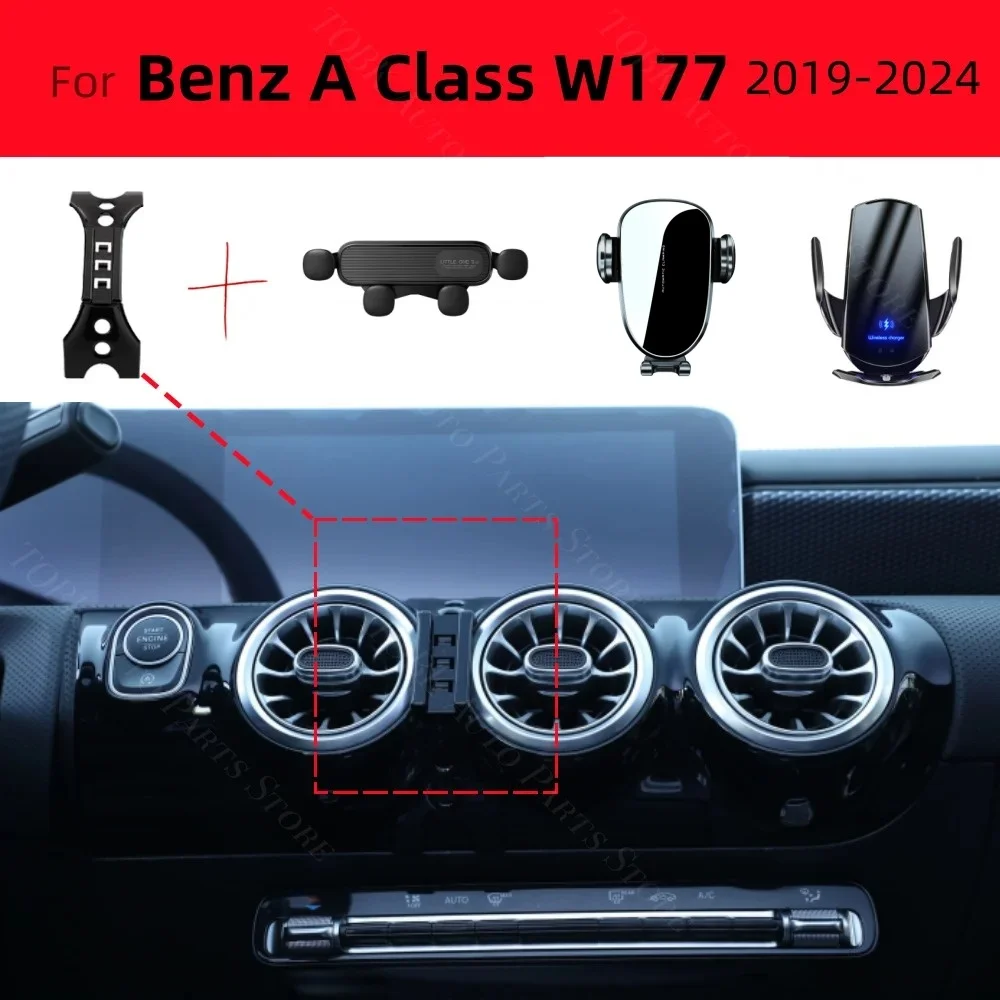Suporte de Telefone para Carro, Suporte Fixo Especial para Mercedes Benz Classe A A200 A180 W177 2019-2024, Acessórios de Base de Carregamento Sem Fio