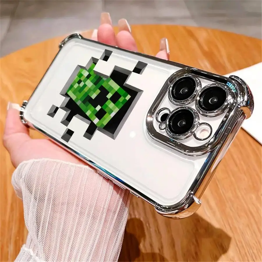 Apple iPhone 16e 14 15 16 Plus XR XS Max 15 16 13 14 12 11 Pro Max用 ソフトカバー 面白いピクセルモンスター ケース