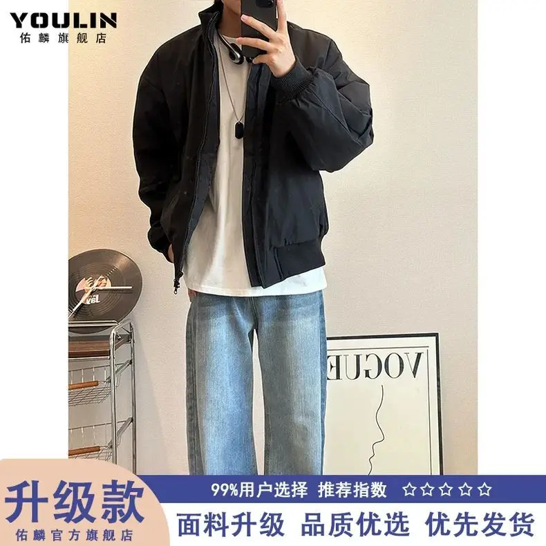 Brown American short down jacket men's autumn and winter flight jacket cotton jacket cotton jacket baseball jacket