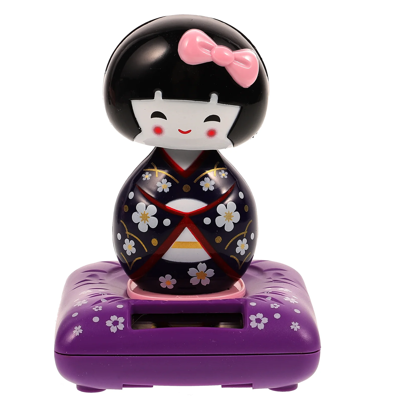 Desktop Ornament Car Interior Decor Solar Powered Gift Prank Toy Maiko Decoration Kimono Purple