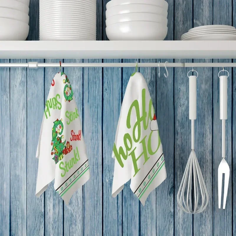 Dish Towel Christmas Kitchen Decoration Microfibre Cloth Home Table Wipe Digital Printed Dish Towel Absorbent Cleaning Cloths