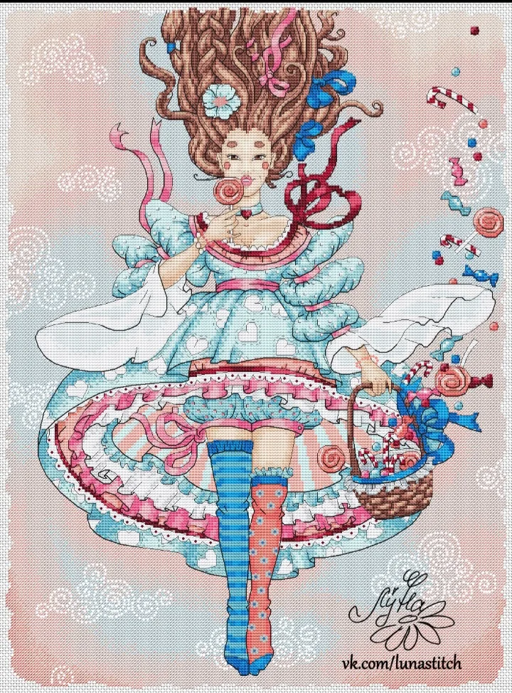 

Cross stitch Kit 14CT Canvas Cross Stitch Embroidery Set Craft -27- Candy Girl 43-55 Cross Stitch Set