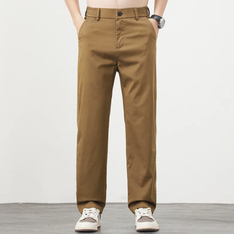 

2025 летние новые мужские модные корейские свободные повседневные простые прямые дышащие однотонные широкие тонкие повседневные брюки
