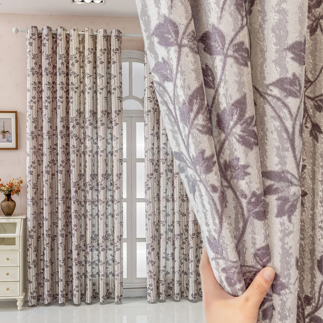 1PC Modern Minimalist Luxury Curtain, Thickened Semi-Transparent Living Room Bedroom Curtain, Contemporary Simple Style Window D