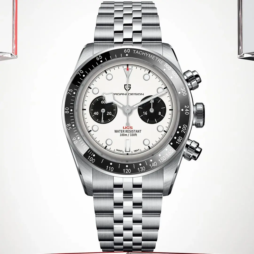 PAGANI DESIGN 2026 New Men's Quartz Watches Stainless steel bracelet 100M Waterproof Wristwatch Men BB Panda Sport Chronograph