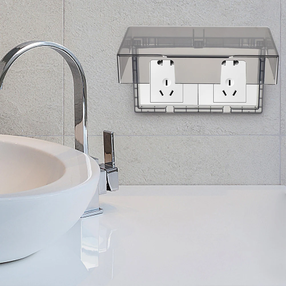 

4pcs Waterproof Protective Adhesive Outlet Cover Water-Resist Socket Case Home Office Use Space-Saving Socket Box Electrical