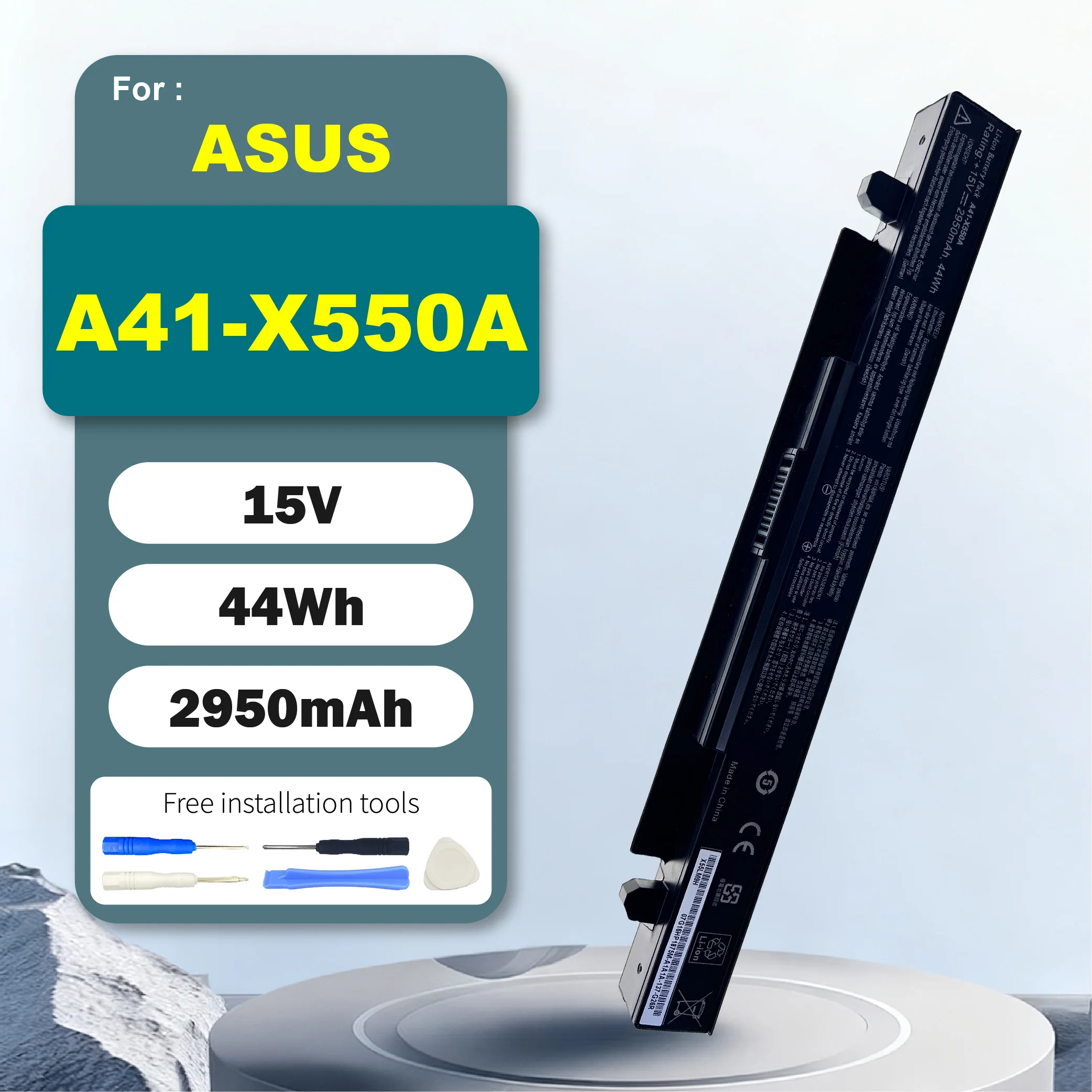 A41-X550A 2950mAh 44Wh A41-X550 Battery for ASUS A450 P550 F550 K550 R510 X450 X550V A450C X550C Y481C P550C F550C