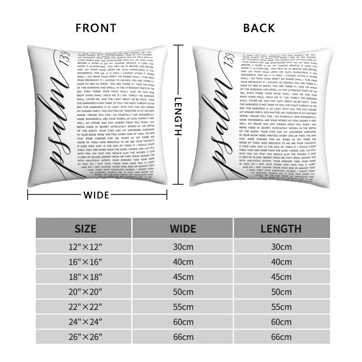 Psalm 139 Wall Art Square Pillowcase Polyester Linen Velvet Pattern Zip Decorative Throw Pillow Case Home Cushion Cover