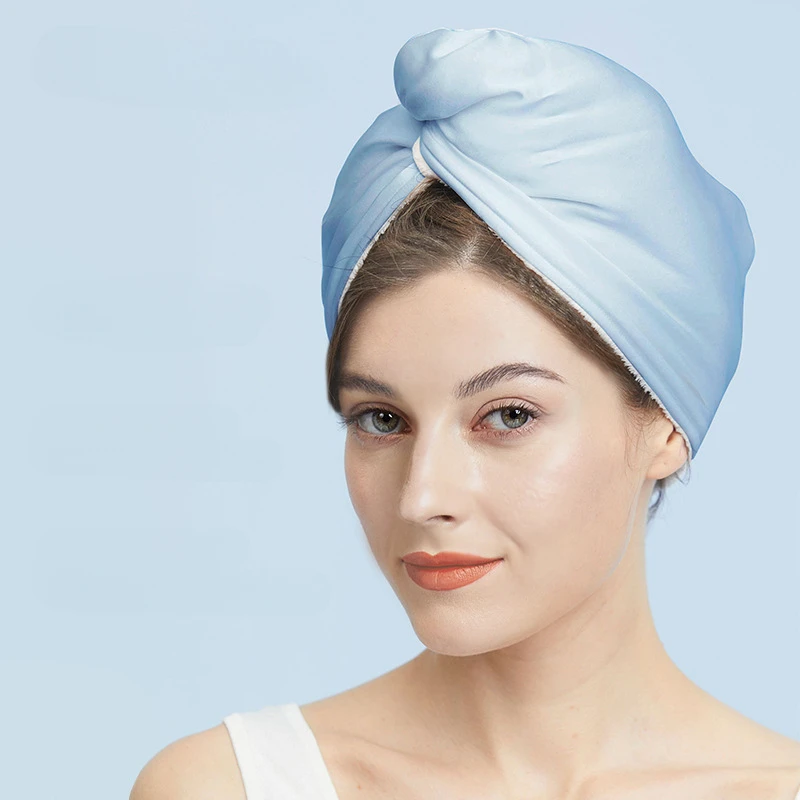 

Women's Silk Dry Hair Hat with Buttons, Simple Headscarf, Bathroom Products, Water Absorption, Modern Fashion, Household