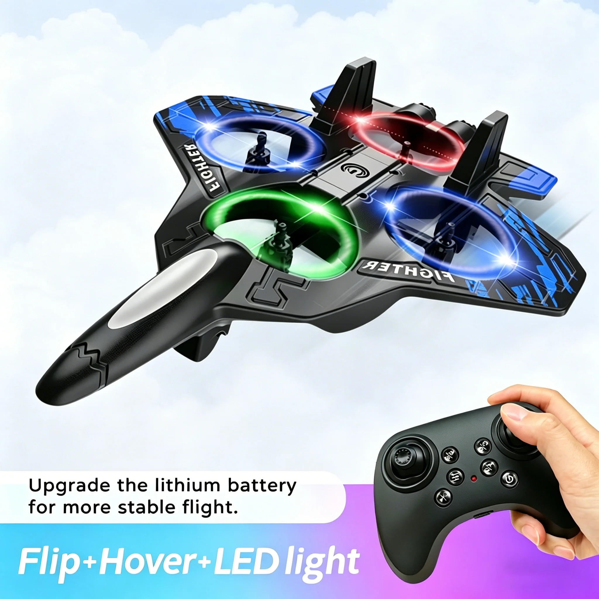 L101 RC Plane Helicopter Three speed switching Aircraft Rolling at 360 °Fighter LED Colored Lights Airplane Quadcopter Dron Toys