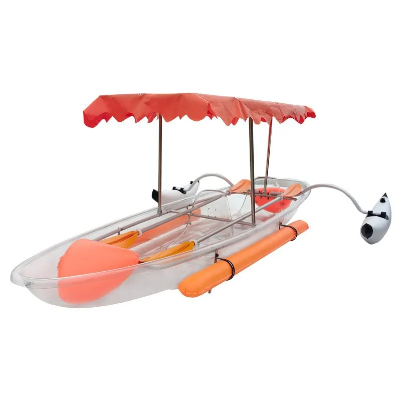 Thickened transparent boat scenic Internet celebrity glass boat 4 people transparent crystal boat parent-child play rowing
