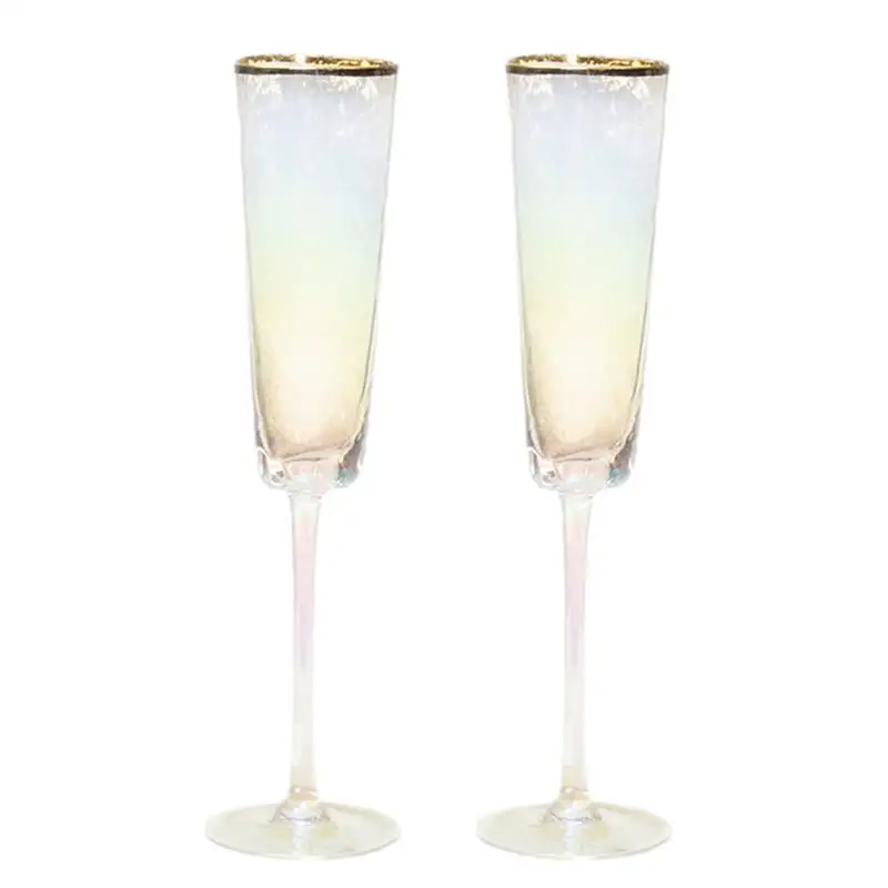 

150ml Champagne Flutes Wine Glasses Gold Rimmed Sparkling Gradient Champagne Glass Toasting Cocktail Cups for wedding & parties