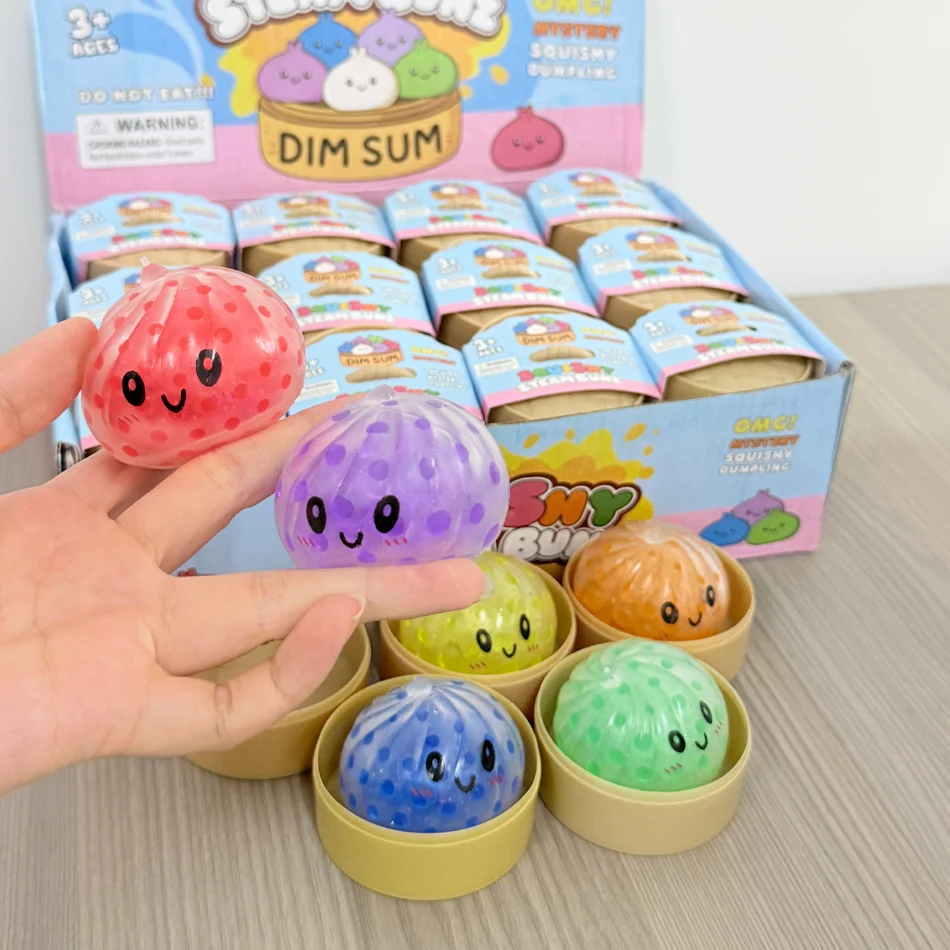 

Sparkle Bun Squishy Toy Slow Rebound Stress Relief Squeeze Ball Soft With Bead&Steamer Fidget Toy for Anxiety Relief Sensory Toy