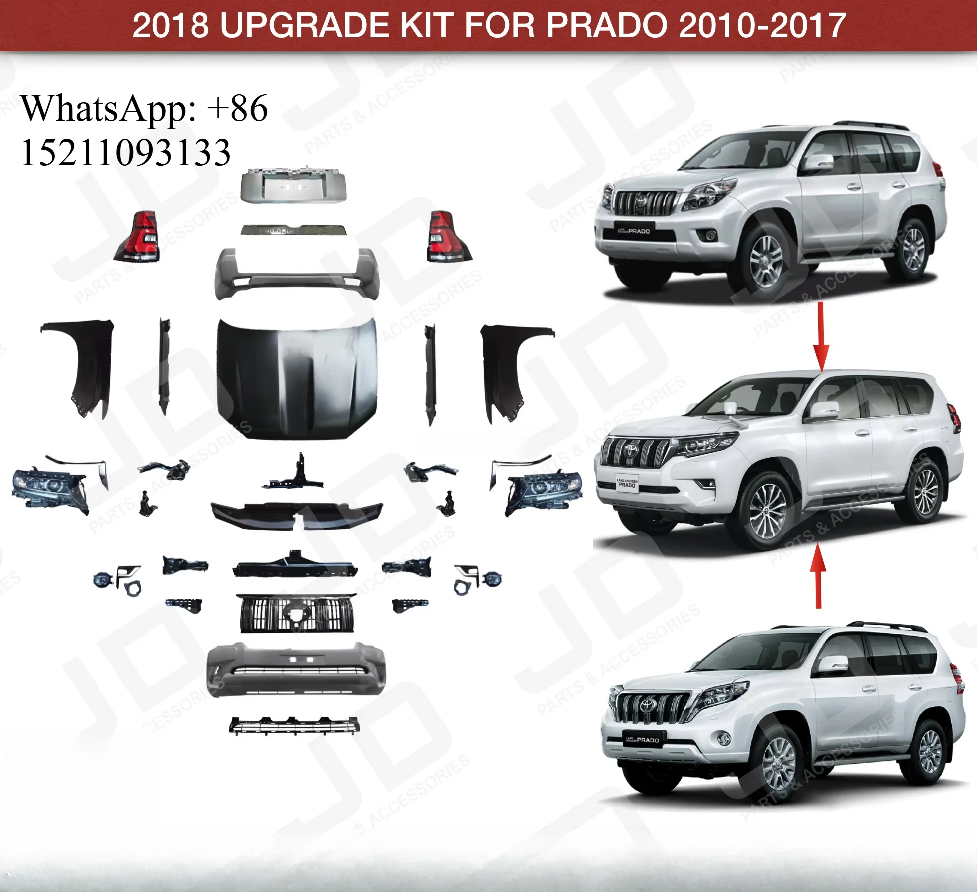Complete Facelift Conversion Upgrade Body Kit for Land Cruiser Prado 2018
