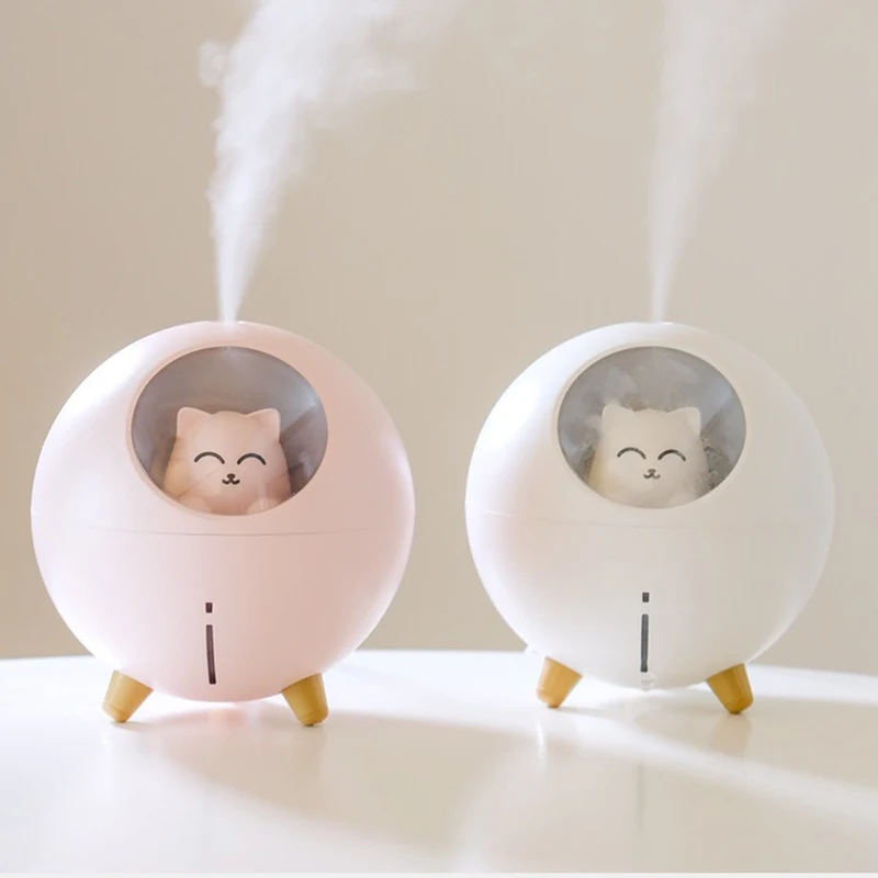 USB صغير المرطب الناشر مبيد لطيف كوكب القط الهواء المرطب بالموجات فوق الصوتية مع ضوء LED لون رومانسي