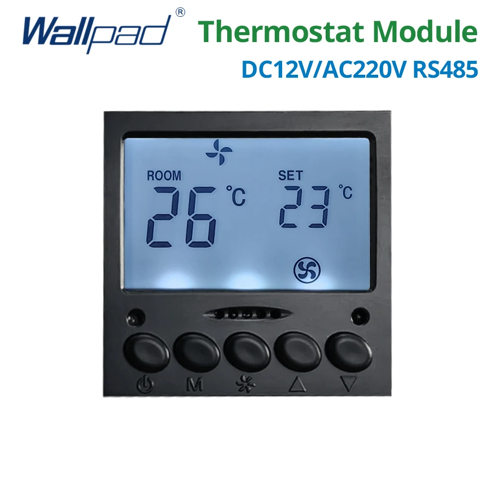 Wallpad Temperature Control Air Conditioner Thermostat Switch Floor Heating Fresh Air DC12V RS485 AC220V White Black LCD Display