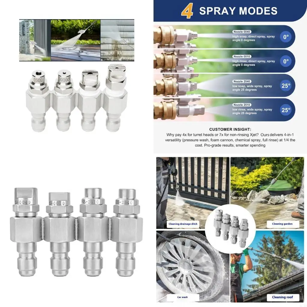 

M7DA Professional 4-Way Sprayings Сопели 5000 фунтов на квадратный дюйм Стальная конструкция, совместимая для систем мягкой 2-4