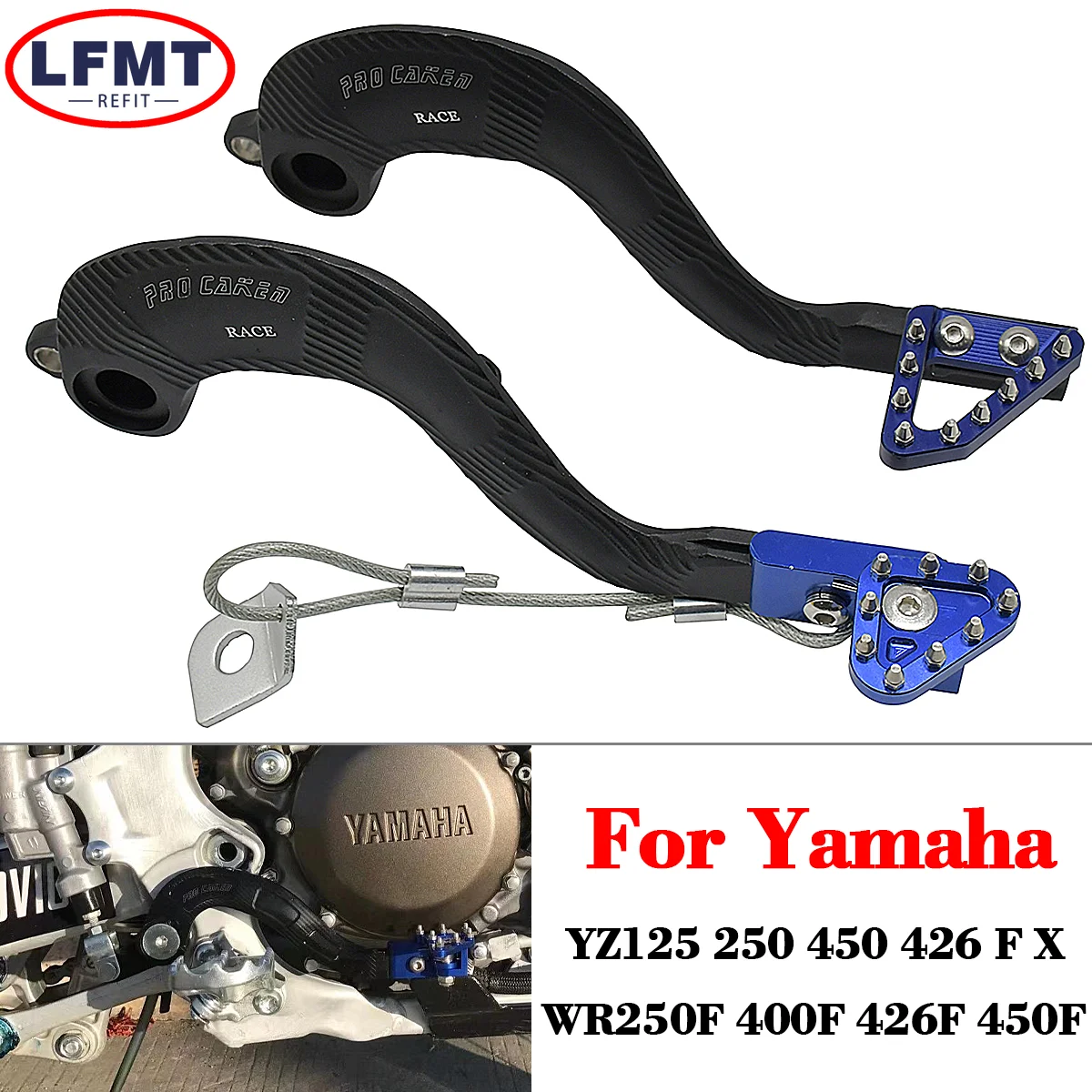 

For Yamaha YZ125 YZ125X YZ250 YZ250X YZ250F YZ400F YZ426F YZ450F WR250F WR400F WR426F WR450F 01-2023 CNC Rear Brake Pedal Lever