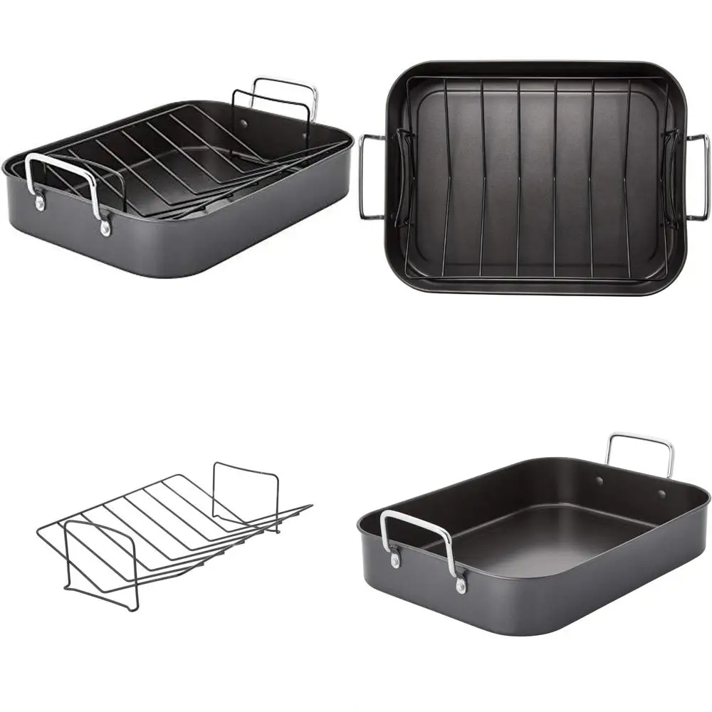 

Антипригарная форма для запекания размером 12x16 дюймов — большое серое противень для выпечки для использования в духовке с сверхширокими ободками