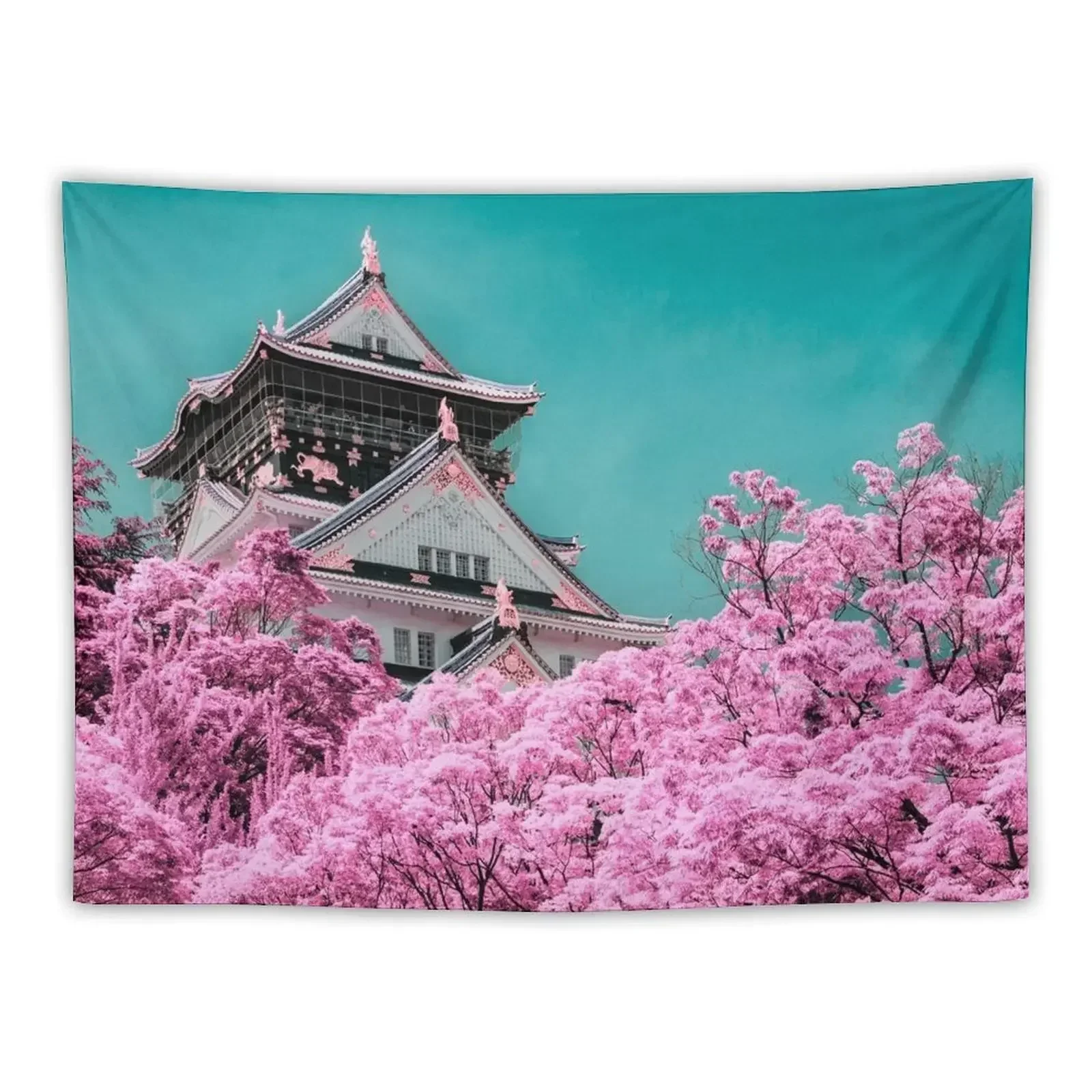 Infa Red - Osaka Castle Tapestry Wall Hanging Wall Room Decor Cute Bedroom Decoration Tapestry