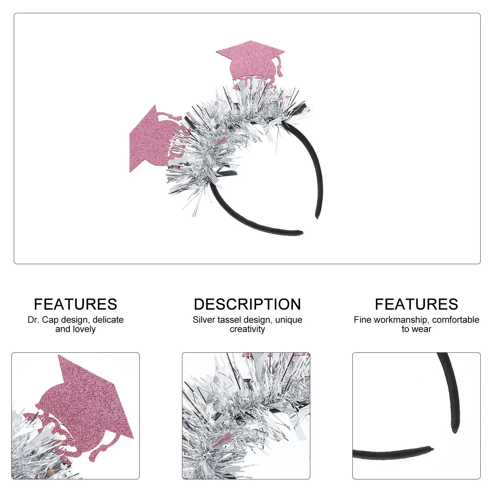 

2 шт. модных повязок на голову с мини-шляпками для выпускного вечера, вечеринки, косплея, удобные в использовании