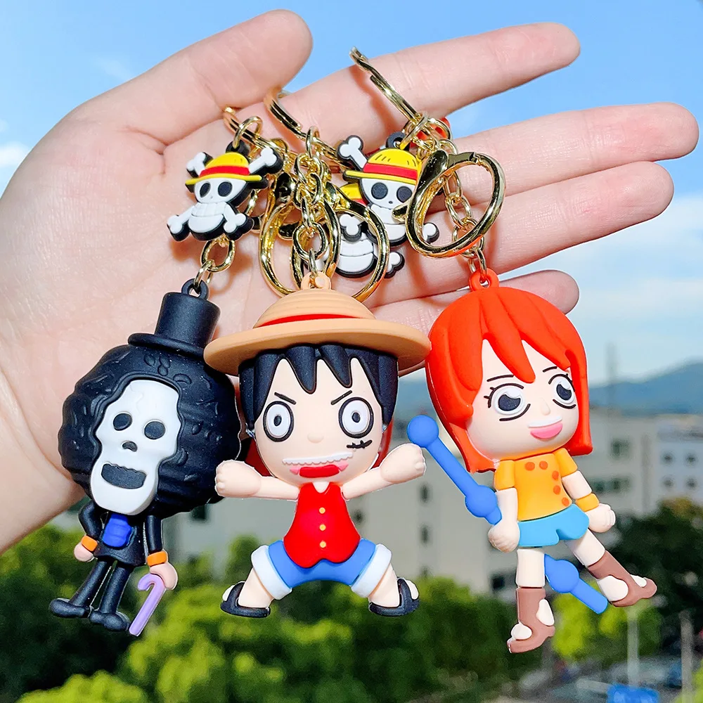 Japanese Cartoon ONE PIECE Anime Keychain Monkey D. Luffy Keychain Doll Backpack Pendant Car Key Ring Ornaments Toys Gifts