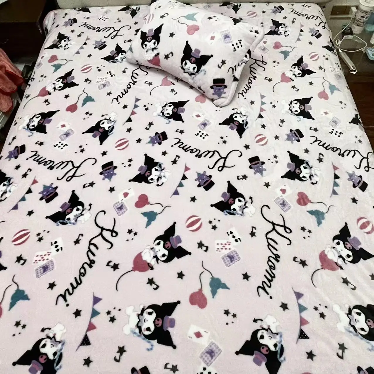 Sanrio Comfortable Kuromi Warm Blanket Japanese Style Cartoon Printed Flannel Blanket Lolita Girl Kuromi Nap Blanket Sofa Bed