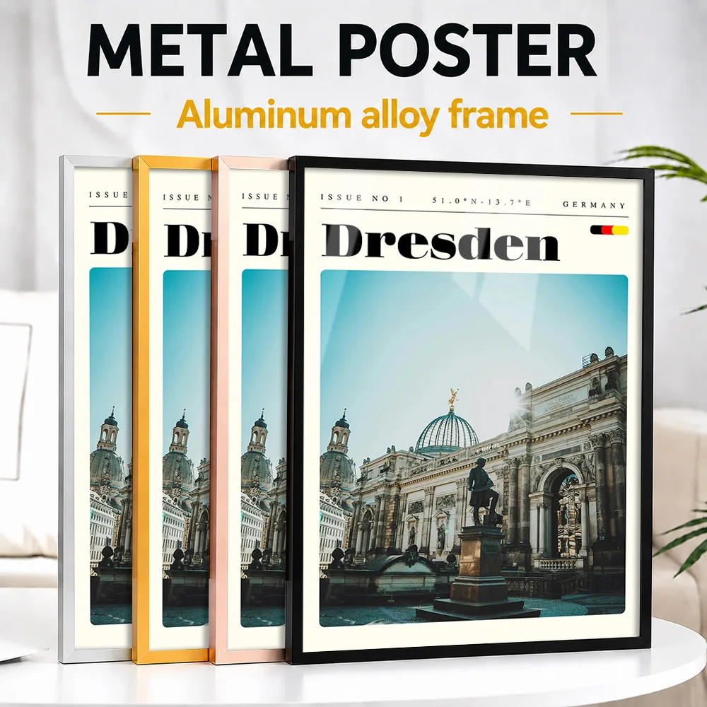 Dresden Germany Cityscape Framed Metal Print Customized Scenic Tribute Wall Art Designed For Office And Geography Enthusiasts