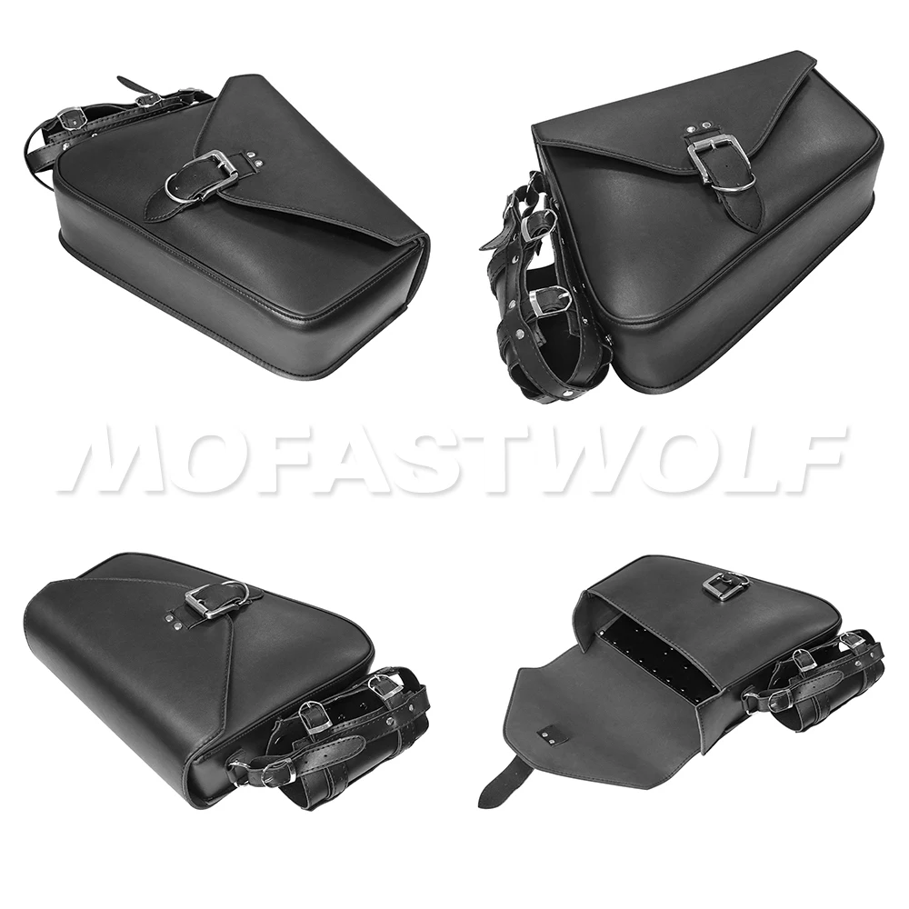 Motorcycle PU Leather Side Saddle Bags L+R Fit for Harley Sportster XL 883 1200 Chopper Cruiser Cafe Racer Softail Bobber