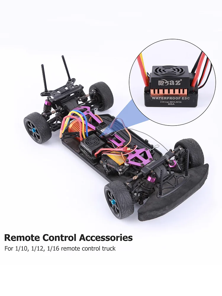 Universal Waterproof Electronic Speed Controller Motor 60A ESC Combo for 1/10 RC Cars Model Toys for Children Playing