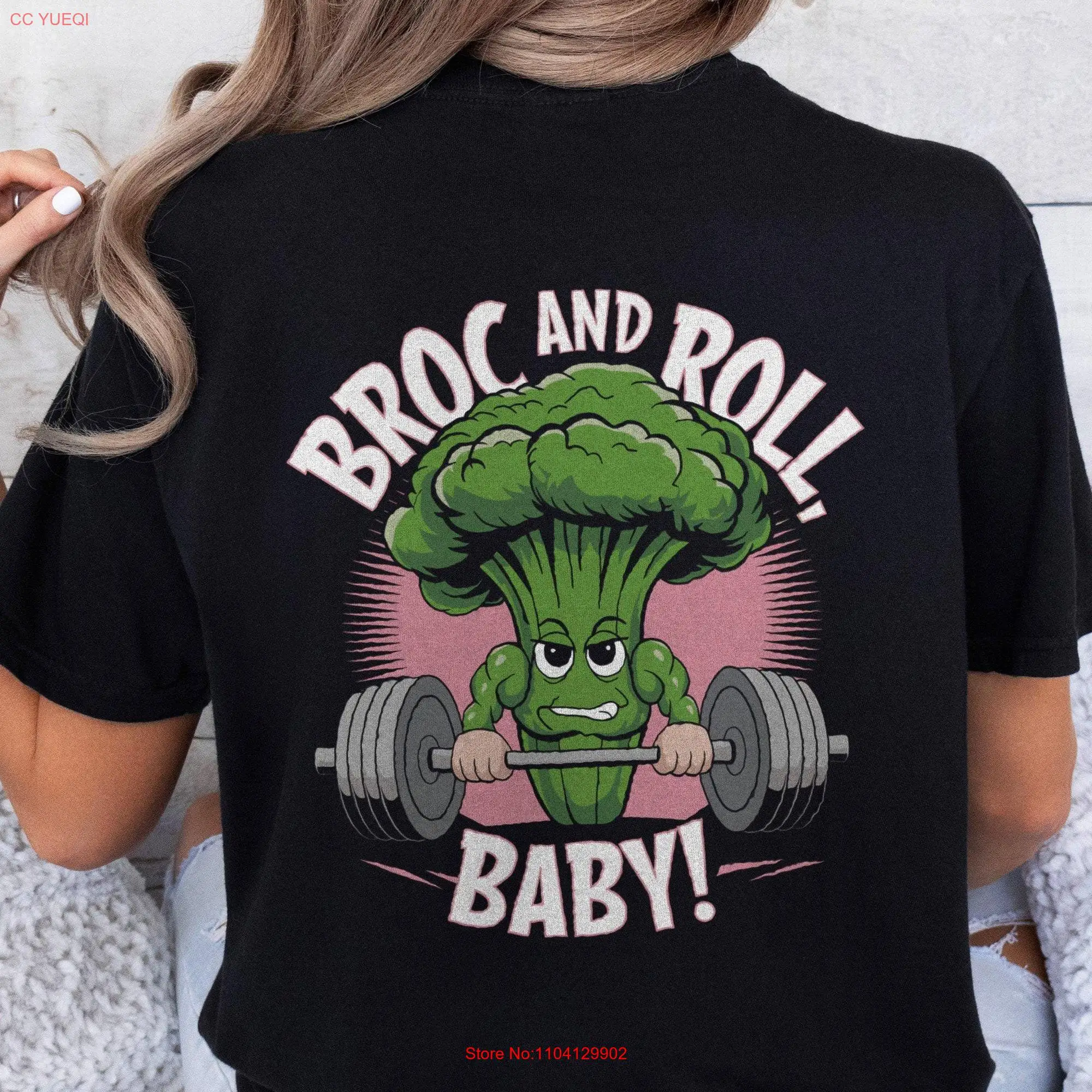 Funny Gym Broccoli T Shirt Workout Vegetable Fitness Lover Motivational Apparel Cute Design Top for long or short sleeves