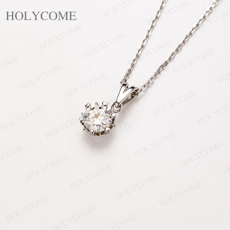 925 Sterling Silber Moissanit Halskette 1 Karat Rundschliff D-Farbe VVS1 für Damen Hochzeit Edelschmuck mit Zertifikat – Detail 8