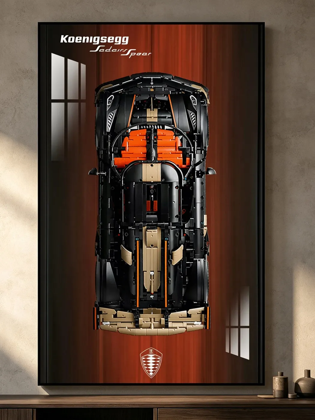 Wall-Mounted Display Frame for  42232 Koenigsegg Supercar Race Car Block Storage And Showcase Hanging Board Decoration