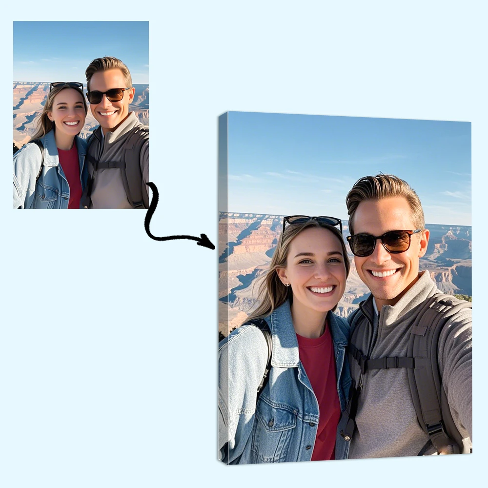 1 Pc Customized Photos on Canvas with DIY Wood Frame or frameless poster,Personalized Custom Photos for Your Lover,family,friend