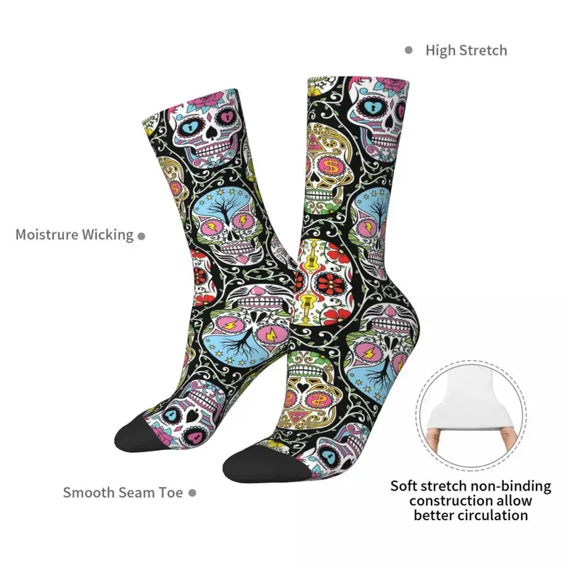 Y2K calcetines largos con patrón de calavera mexicana, medias Súper suaves, Harajuku, accesorios para todas las estaciones, Unisex, regalo de cumpleaños