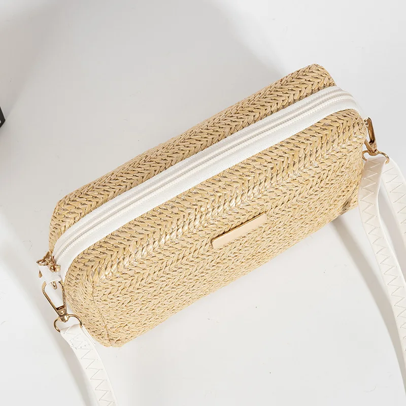 حقائب نسائية جديدة حقائب كتف منسوجة، حقائب كروس، حقائب شاطئ عصرية منسوجة على شكل عشب #4