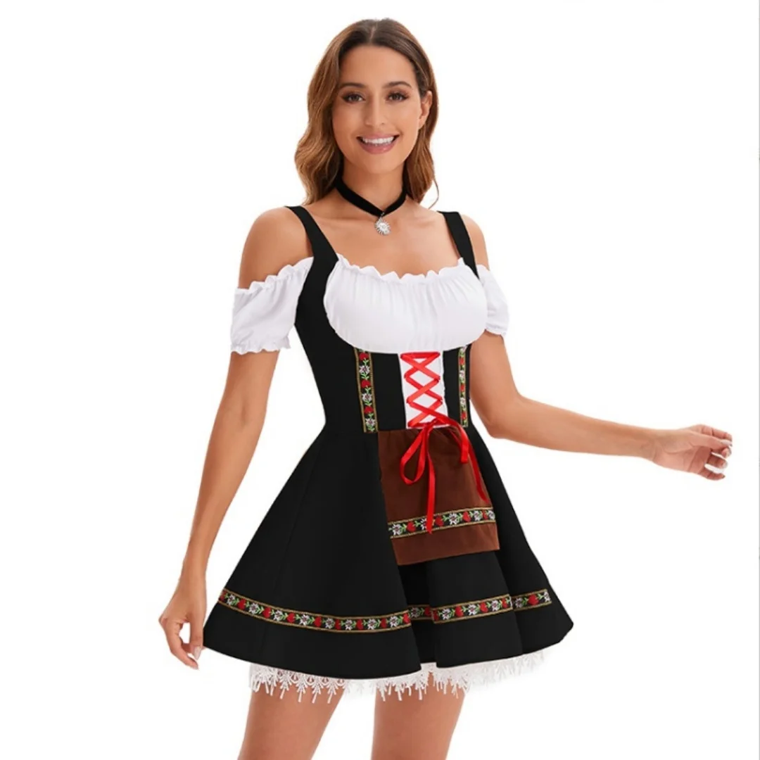 

German Off Shoulder Dirndl Dress Oktoberfest Beer Girl Costume For Women