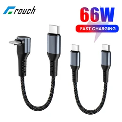 PD 66W Short USB C Cable Elbow USB Type C Fast Charging Cable Power Bank Wire For iPhone 15 USB Type C Data Cable 0.25m/0.5m