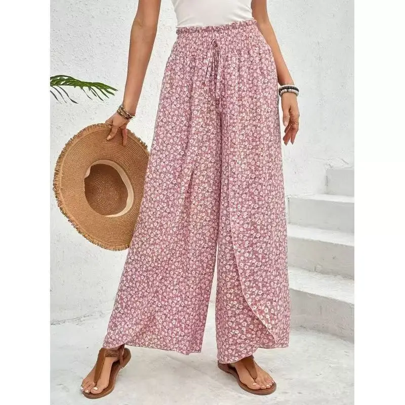 Women's High-waisted Fashion Casual Pants Amazon Hot-selling Wide-leg Pants Autumn New Printed Trousers Cw63315